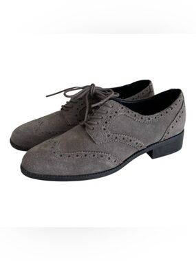 Marc Fisher Kathie Gray Suede Leather Wingtip Oxfords Lace Up Shoes Size 8M